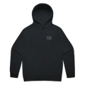 KRÄSEN=UTAN · Premium Hoodie · Bröst + Rygg – svart, framifrån