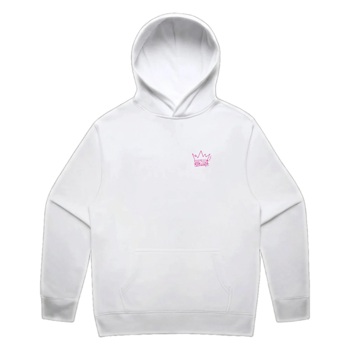 Rök Liza Premium Hoodie – vit, framifrån