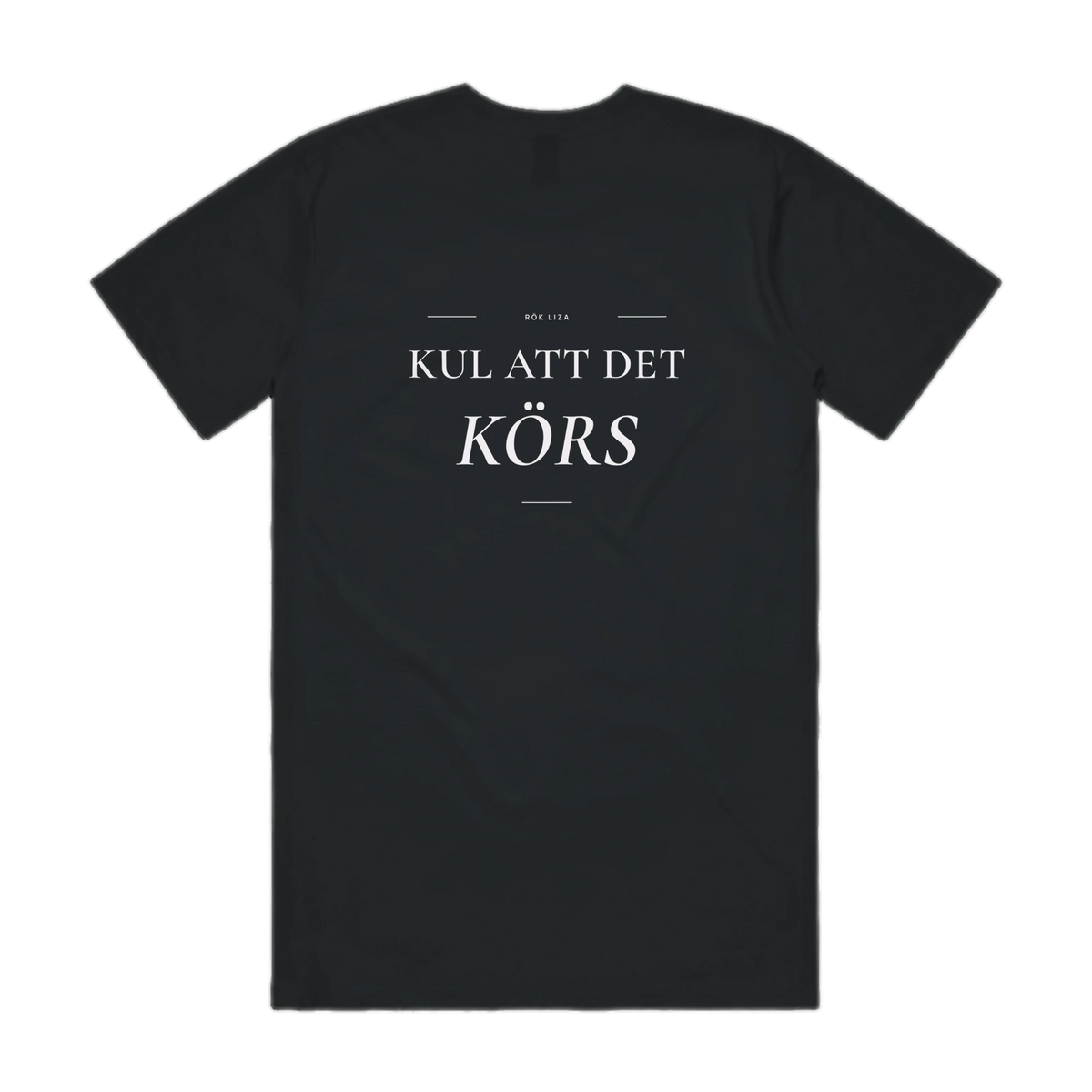 KUL ATT DET KÖRS · Premium T-shirt · Bröst + Rygg – svart, bakifrån