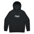 Slickar på snöret · Clean Hoodie · Bröst + Rygg – svart, framifrån