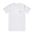 Slickar på snöret · Premium T-shirt · Bröst + Rygg – vit, framifrån