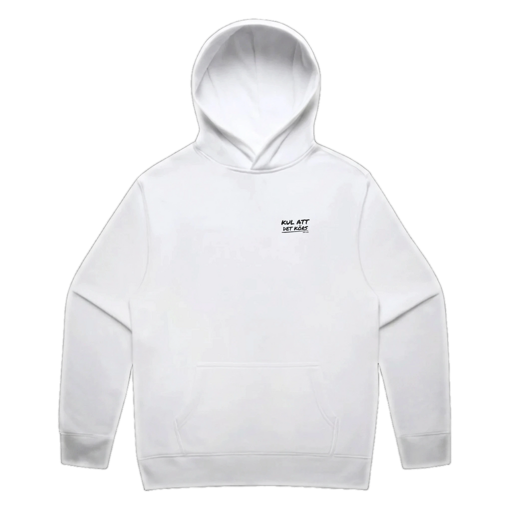 KUL ATT DET KÖRS · Pensel Hoodie · Bröst + Rygg – vit, framifrån