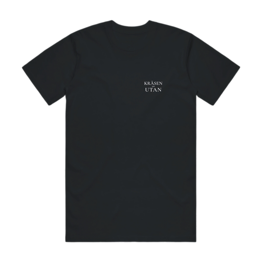 KRÄSEN=UTAN · Premium T-shirt · Bröst + Rygg – svart, framifrån