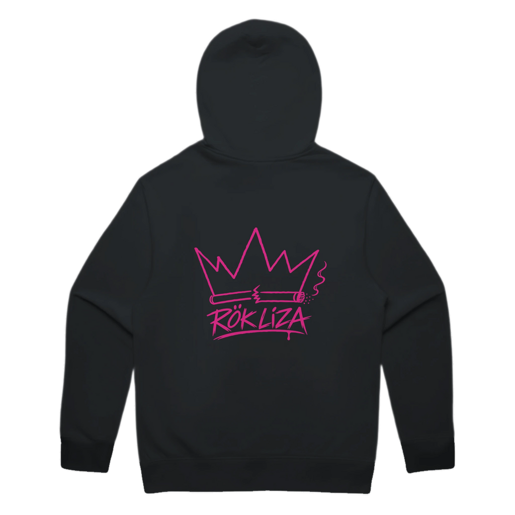 Rök Liza Premium Hoodie – svart, bakifrån