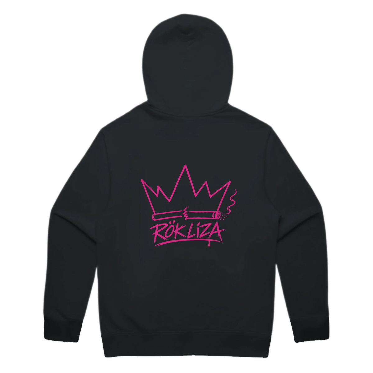 Rök Liza Premium Hoodie – svart, bakifrån