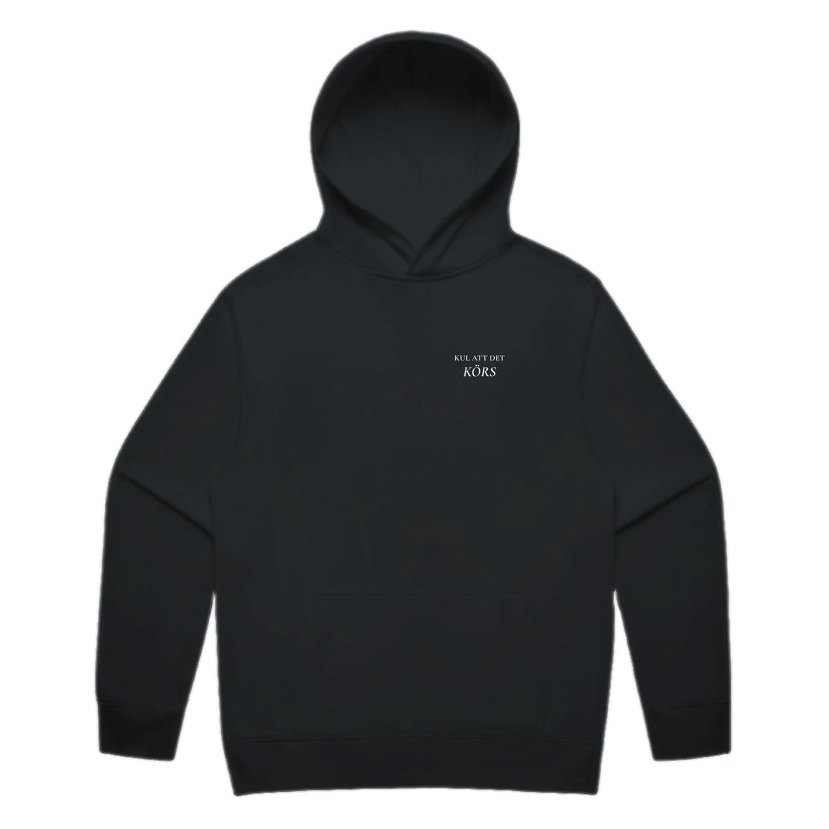 KUL ATT DET KÖRS · Premium Hoodie · Bröst + Rygg – svart, framifrån