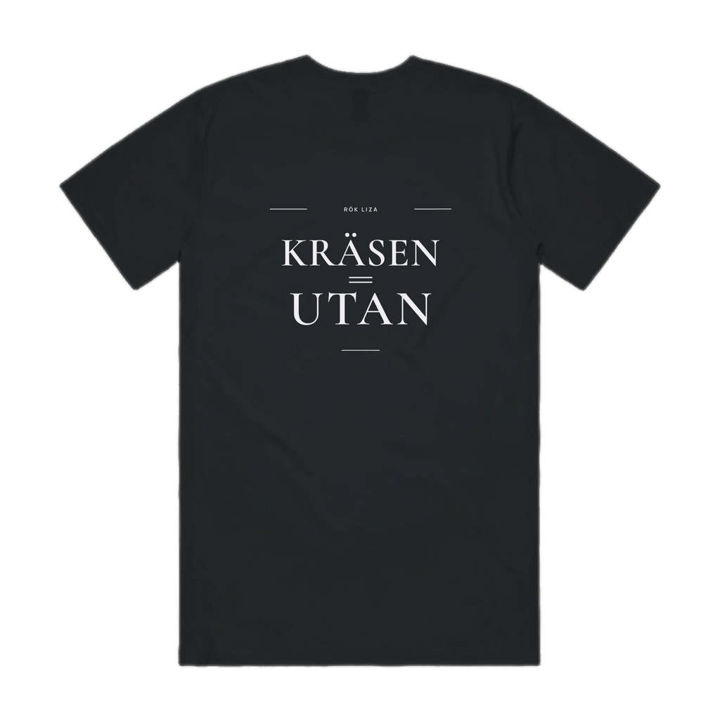 KRÄSEN=UTAN · Premium T-shirt · Bröst + Rygg – svart, bakifrån